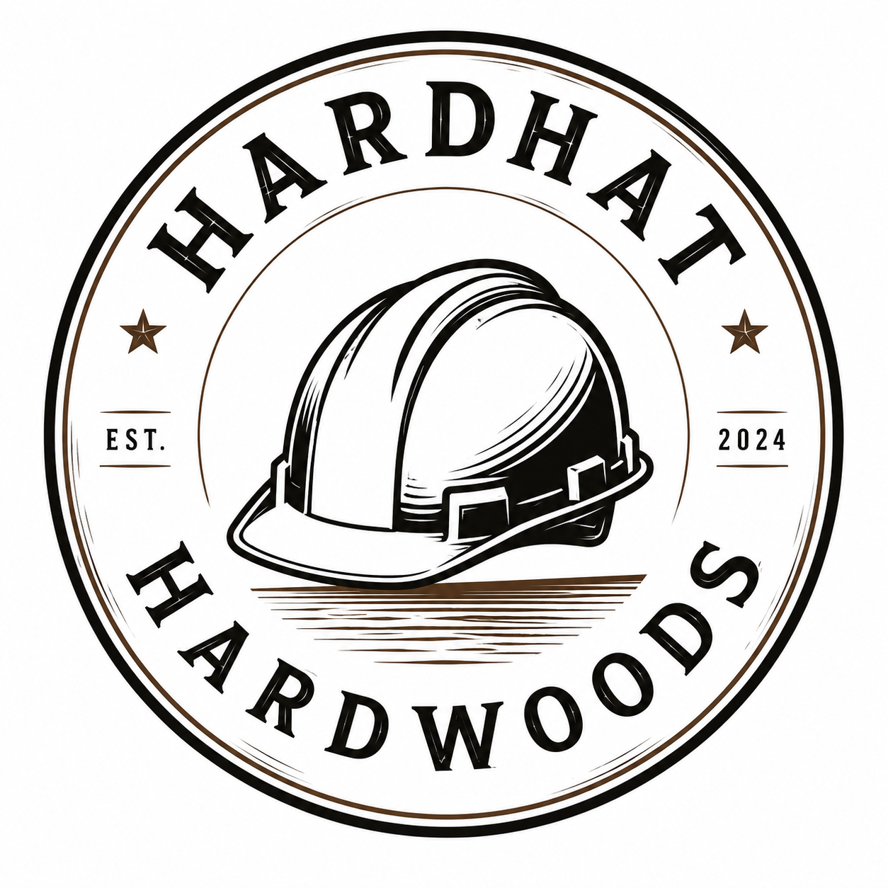 Hardhat Hardwoods logo — a hard hat inside a circular badge